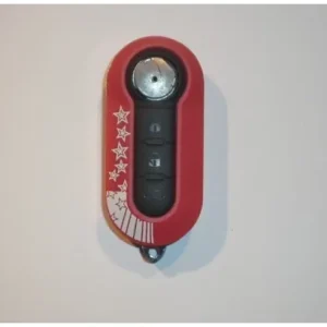 Carcasa Cheie Compatibila cu Briceag Fiat 500 Rosie cu Stelute Chilipir