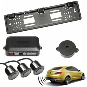 Set senzori parcare auto cu buzzer kit suport numar inmatriculare spate Reduceri