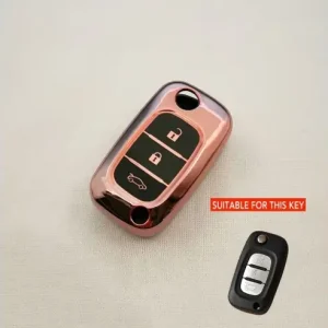Husa Tpu Compatibila cu Cheie Briceag Renault Fluence 3 Butoane, Roz Ofertă de sezon