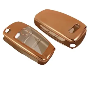 Ieftin Husa Cheie Compatibila cu Briceag Audi 3 Butoane Gold TPU+PC