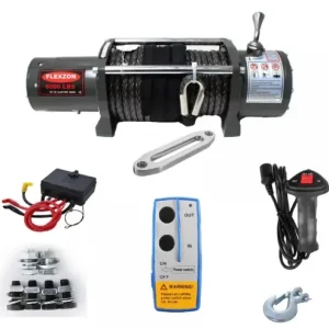 Troliu electric cu telecomanda pentru remorcare autoturisme, jeep, asistenta rutiera, 6000LBS 2720kg, 12V-24V Discount