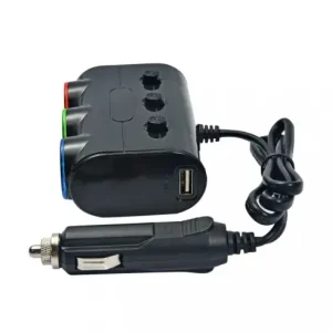 Cel mai vândut Multiplicator bricheta auto cu 3 iesiri si 2 USB, putere 120W, 12-24V - Negru