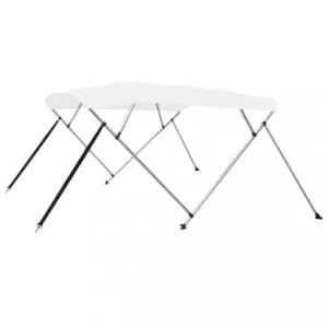 Gossi parasolar barca bimini cu 4 arcuri, alb, 243x196x137 cm Preț promoțional