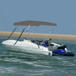 Cumpără acum Gossi parasolar barca bimini cu 4 arcuri, gri, 243x196x137 cm