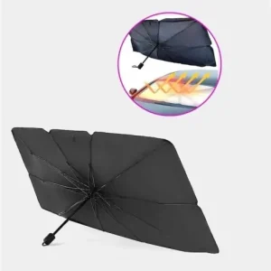Popular Parasolar auto tip umbrela, pliabil, protectie UV, acoperire extinsa, dimensiuni 130x75 cm, termoizolant, negru\\/argintiu