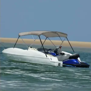 Gossi parasolar barca bimini cu 3 arcuri, gri, 183x196x137 cm Livrare gratuită