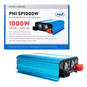Resigilat : Invertor de tensiune PNI SP1000W cu sinusoida pura, alimentare 12V sin Promoție