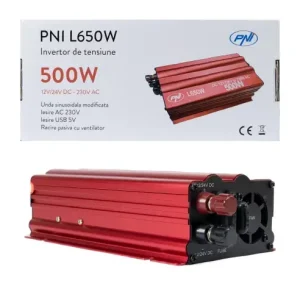 Resigilat : Invertor de tensiune PNI L650W alimentare duala 12V\\/24V, iesire 230V, Promoție