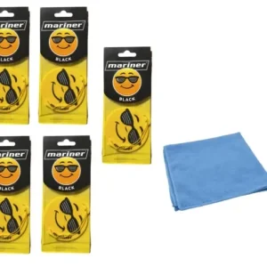 Reducere specială Odorizant auto Mariner Smile 5 Pack Black si Laveta Microfibra