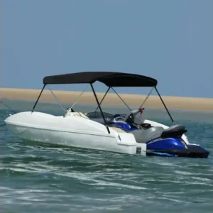 Transport gratuit Gossi parasolar barca bimini cu 2 arcuri, negru, 180x130x110 cm