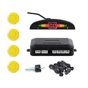 Livrare expres Set Senzori Parcare Auto Detector Parktronic Display Radar Monitor 4 Senzori Galben