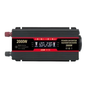 Plată sigură Invertor 12v 220v 2000w Unda Modificata cu Display, 1 Iesire AC Protectie Scurtcircuit 2 USB, Adaptor Auto Inclus