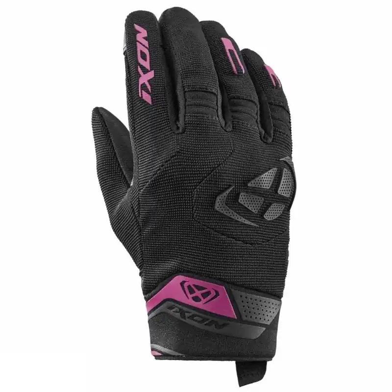 Manusi femei pentru scuter – motocicleta Roadster vara textil/piele Ixon model MIG 2 LS culoare: negru/fuchsia (roz) – degete tactile L (9/10) Preț mic