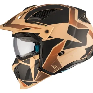 Super ofertă Casca pentru scuter – motocicleta MT Streetfighter SV S P1R B9 maro mat (ochelari soare integrati) – masca (protectie) barbie si cozoroc detasabile – omologare noua ECE 22.06 S (55/56cm)