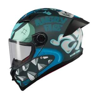 Reducere Casca integrala pentru scuter – motocicleta Axxis Fenix Angry Face C7 albastru mat – tip viziera: MT-V-31B – DKS429 L (59/60cm)
