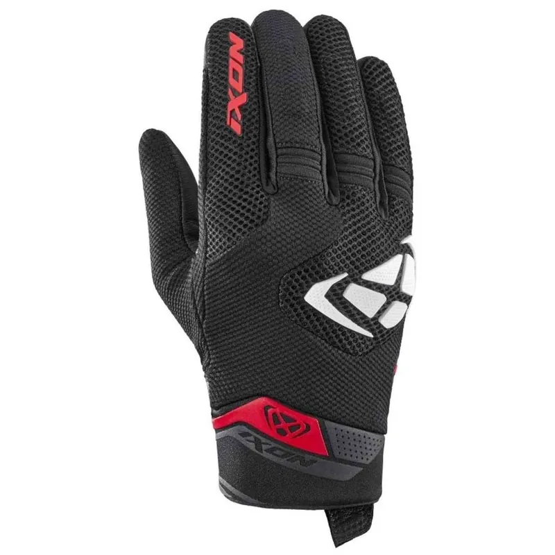 Ofertă exclusivă Manusi barbati pentru scuter – motocicleta Roadster vara textil/piele Ixon model MIG 2 Air Flow MS culoare: negru/alb/rosu – degete tactile 3XL (13/14)