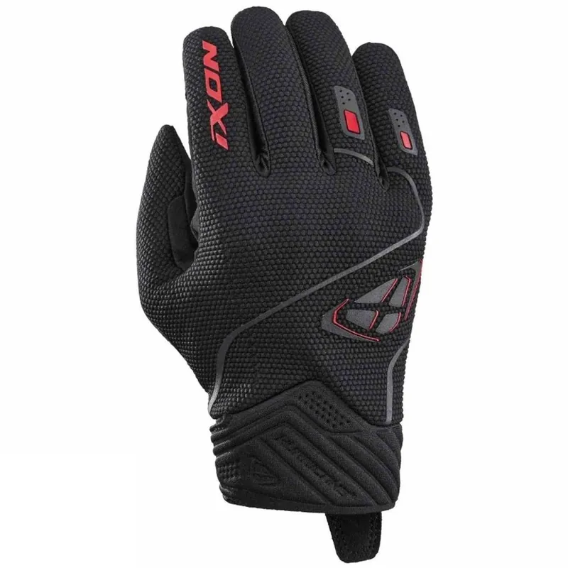 Preț mic Manusi barbati pentru scuter – motocicleta Roadster vara Ixon model Hurricane 2 MS culoare: negru/rosu – degete tactile S (7/8)