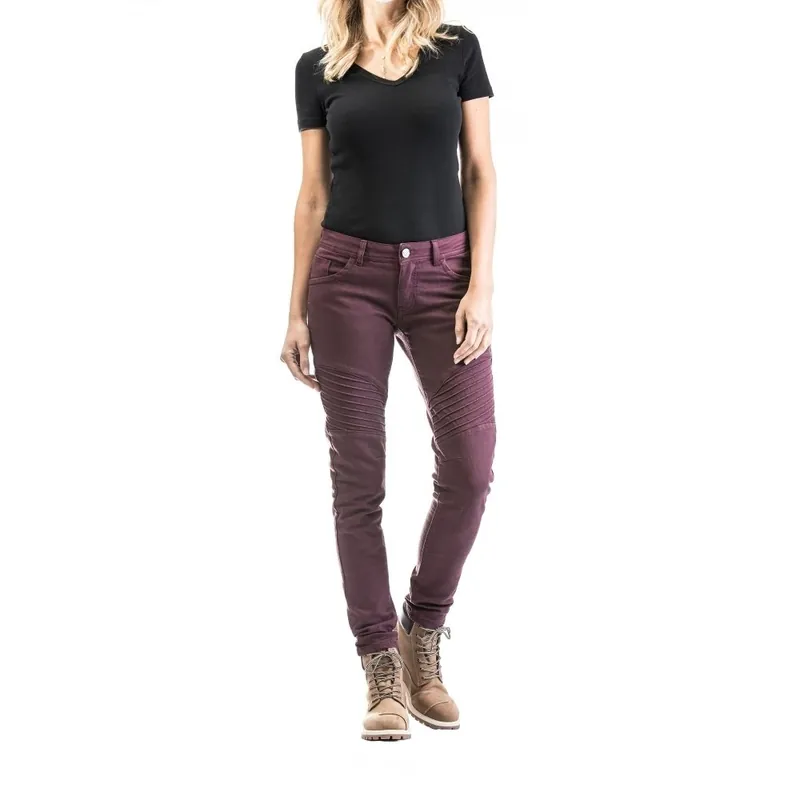 Ofertă limitată Blugi (jeans) femei pentru scuter – motocicleta Ixon model Vicky culoare: burgundy (visiniu) (Cordura® Denim) XS