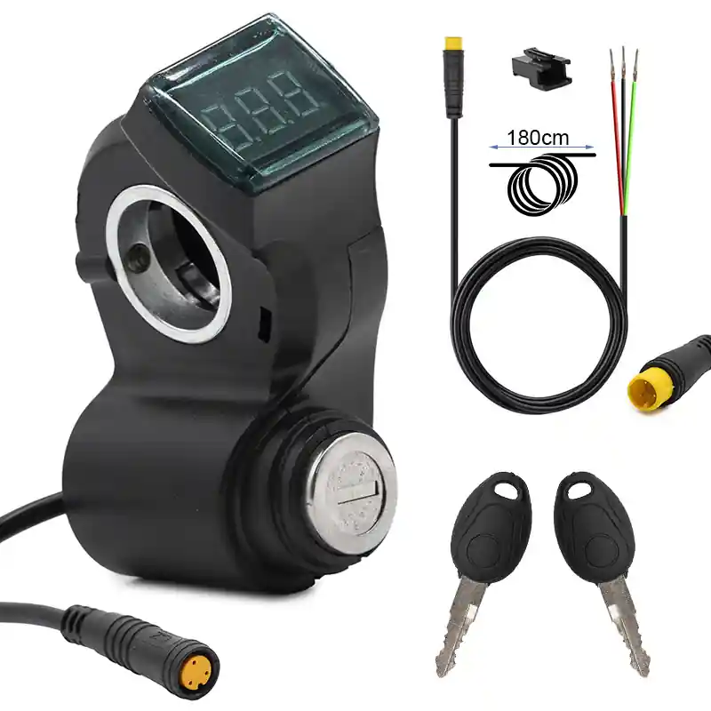 Cheie de contact  trotineta electrica cu voltmetru – Conector trotineta electrica impermeabil Livrare rapidă