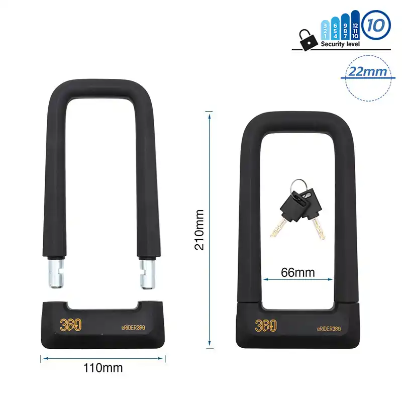 Încuietoare anti – furt, trotineta electrică, în U, cu cheie, 21 cm, EWLK023, negru | Motorevolution Reducere extra