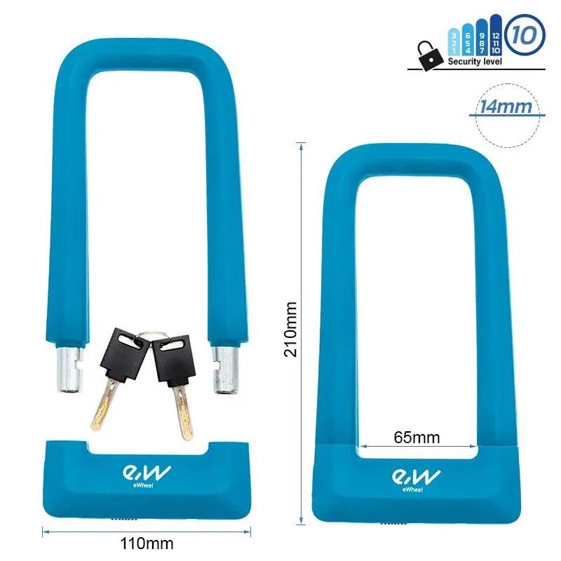 Cel mai vândut Încuietoare anti – furt, trotineta electrică, în U, cu cheie, 21 cm, EWLK023, albastru | Motorevolution