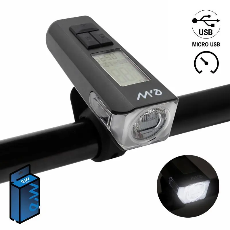 Preț promoțional Lumina far LED reincarcabil trotineta, bicicleta electrica EWL011 cu afișaj de viteză, temperatură, oră și km