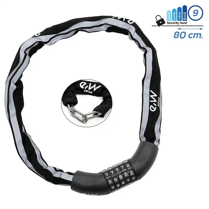 Cumpără acum Lanț anti – furt, trotinetă / scuter / bicicletă electrică, EWLK017, 80 cm, negru | Motorevolution