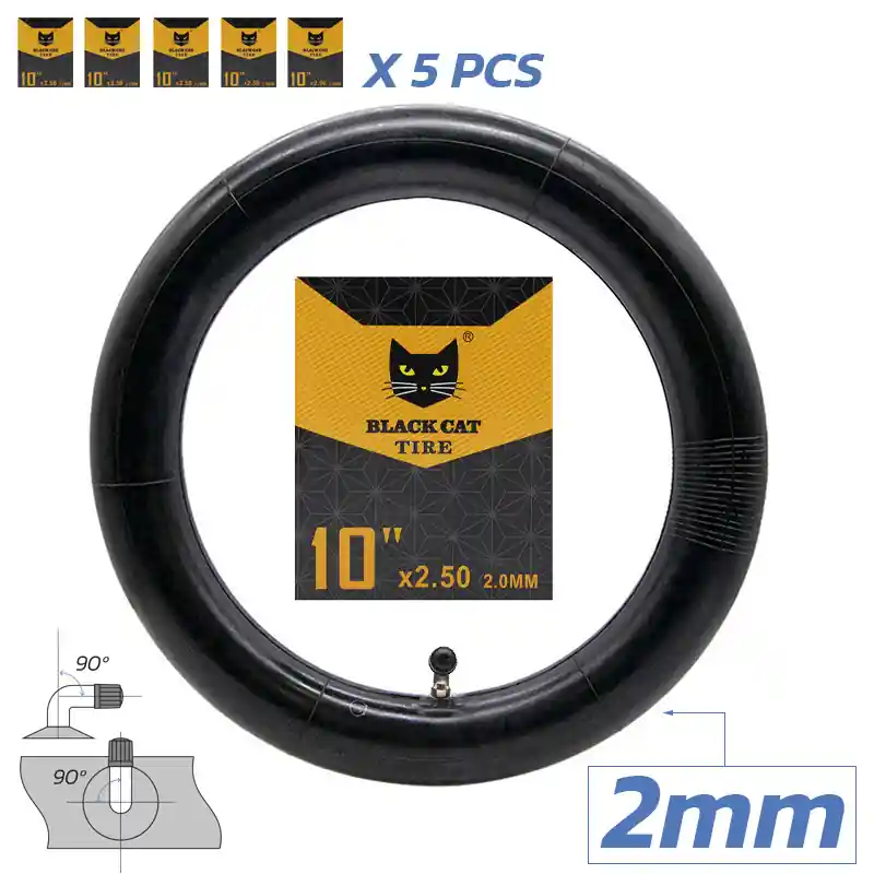 Ofertă exclusivă Camera aer trotineta electrica Premium Black Cat – Model 10×2.5 VC, Grosime 2.0mm, Unghi 90×90, Pachet 5Buc