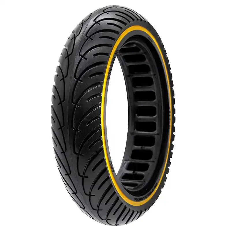 Calitate înaltă Anvelopă plină 8.5×2-6.1/B34, pentru trotineta electrică, negru cu linie galbenă | Motorevolution