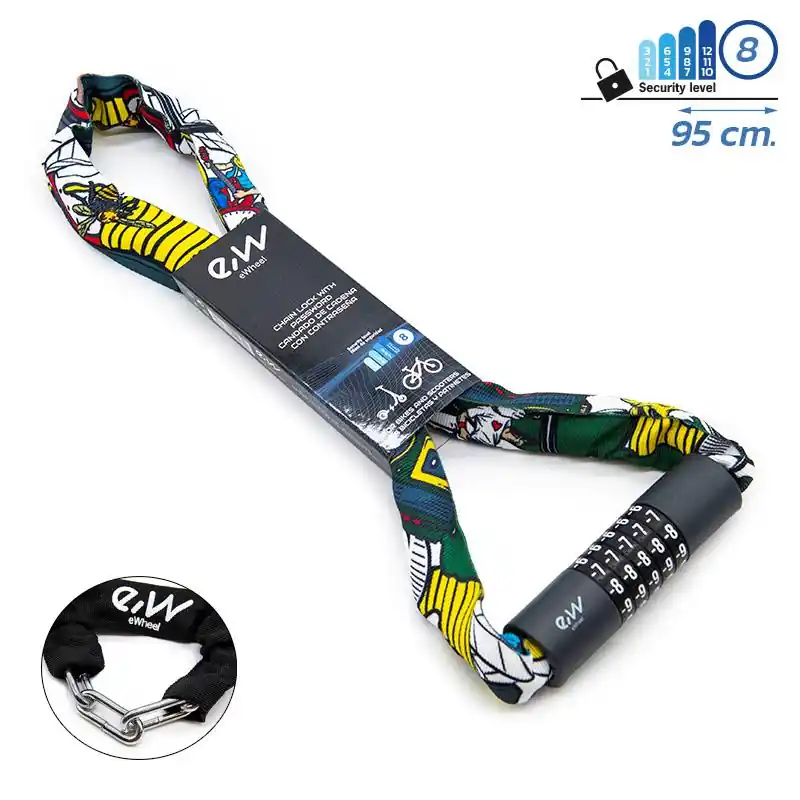 Ofertă limitată Lanț anti – furt, scuter / bicicletă / trotinetă electrică, 95 cm, EWLK022, multicolor | Motorevolution