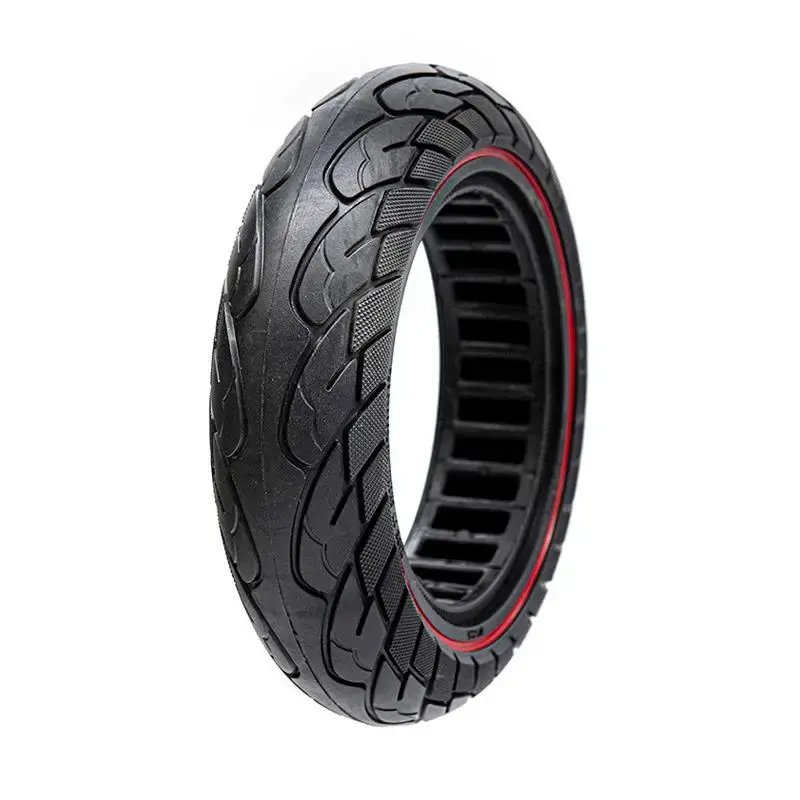 Cauciuc solid 10×2.5-6.1/B44, pentru trotineta electrică, negru cu linie roșie | Motorevolution Premium