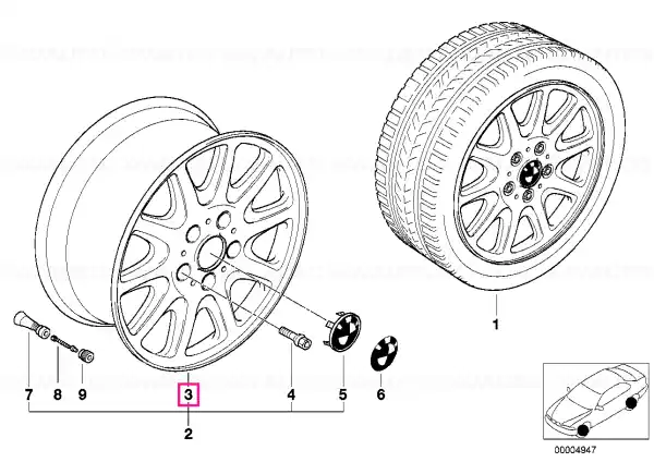 Cumpără online Jantă aliaj ușor lustruită 7JX16 ET:46 7JX16 ET:46 - BMW