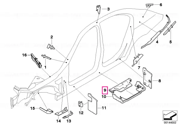 Retur ușor Piesă modelată stâlp B interior - BMW