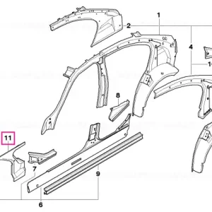 Bestseller Placă conectare cadru panou lateral dreapta - BMW