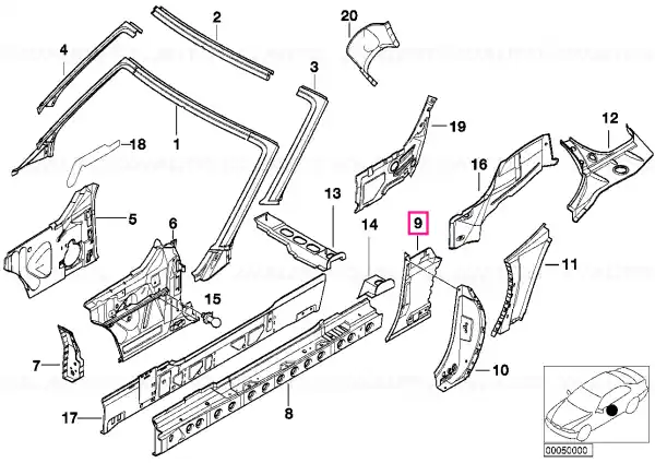 Retur gratuit Stâlp B interior drept - BMW