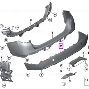 Bestseller Ornament inferior bara protectie spate, X-Line, PDC, negru structurat - BMW X1 E84