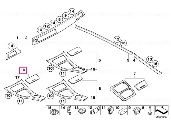 Set benzi decorative nuc NUSSBAUMWURZEL - BMW Livrare rapidă