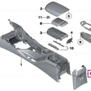 Capac consola centrală, spate, SCHWARZ - BMW Reducere extra