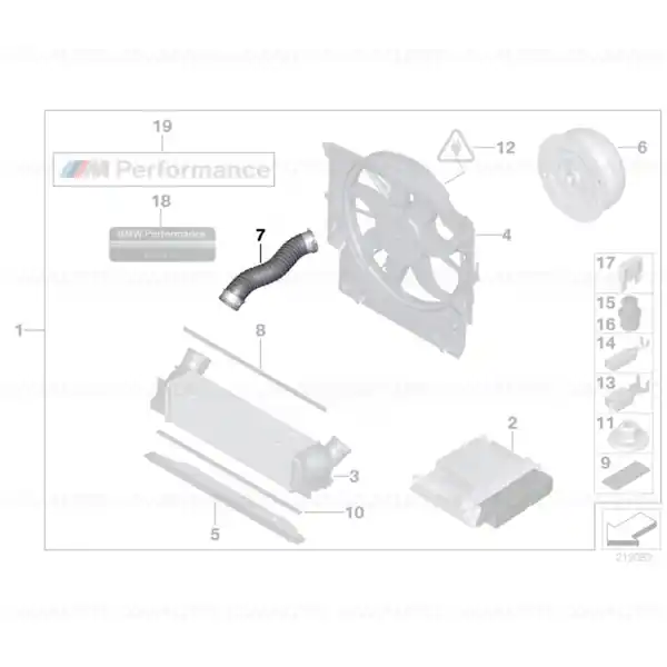 Charge air line "BMW M Performance" - BMW E88, E90, E90N, E91, E91N, E92, E92N, E93 Plată securizată