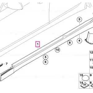 Comandă acum Capac praguri usa vopsit stanga CODE - UNI/MET. - BMW