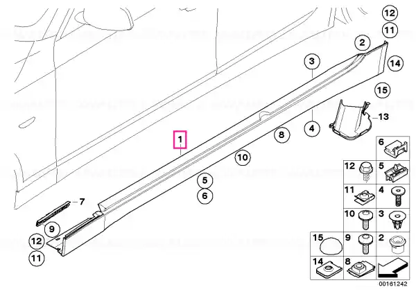 Comandă acum Capac praguri usa vopsit stanga CODE - UNI/MET. - BMW
