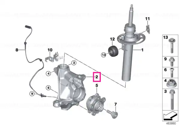 Reducere extra Swivel bearing, camber correction, left MINUS - BMW