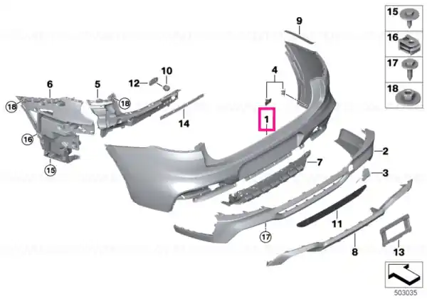 Retur ușor Panel, bumper, primed, rear -M- - BMW