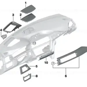 Reducere Trim tablou bord dreapta SCHWARZ - BMW