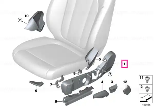 Reducere specială Trim scaun exterior dreapta SCHWARZ - BMW