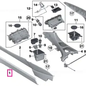 Reducere specială Panou trim consolă centrală, față stânga SCHWARZ - BMW