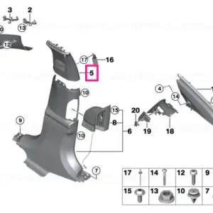 Transport gratuit Ornament stâlp B Alcantara sus dreapta ELFENBEINWEISS - BMW