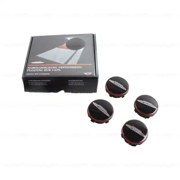 Retur gratuit Set embleme fixe butuc janta aliaj (Floating hub cap), JCW - Mini Cabrio F57, Clubman F54, Countryman F60, F55 F56