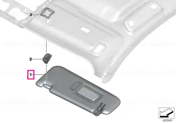 Retur ușor Left sun visor ELFENBEINWEISS - BMW