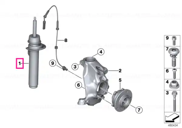 Cumpără online Amortizor suspensie, punte fata, dreapta - BMW Seria 1 F20 F21, Seria 2 F22